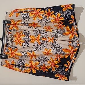 Speedo Mens XLrg Bondi Etched Floral Boardshorts - Orange Beige Navy